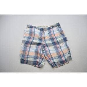 Tommy Bahama Marlin Hawaiian 100% Linen Relaxed Shorts Plaid Mens Sz 36